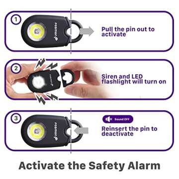 Fosmon Personal Alarm for Women (2-Pack), Self Defense Protection Keychain Safety Sound Siren 125DB with Strobe Light LED Flashlight Carabiner, SOS Emergency Security Alert Device for Kids Elderly Men