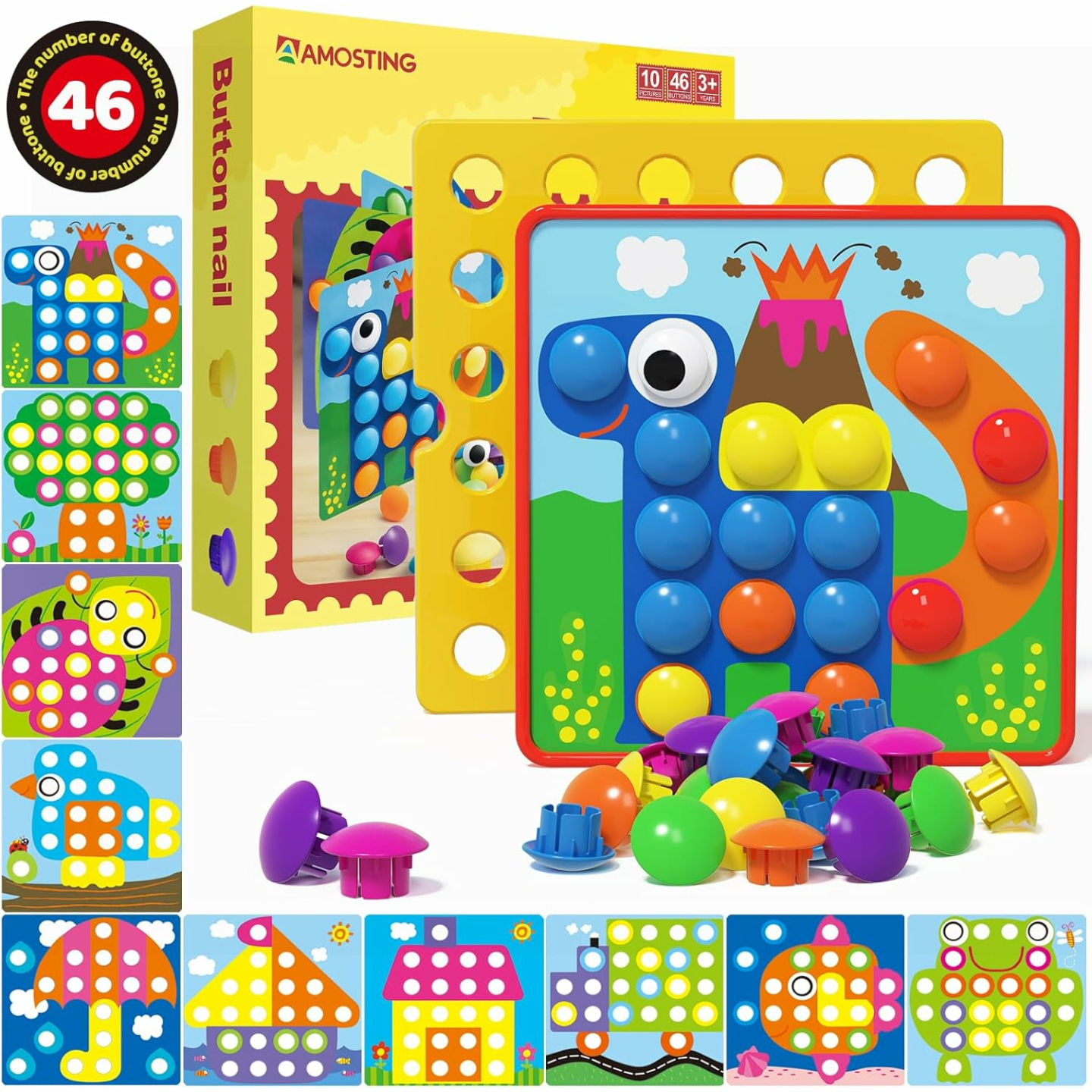 AMOSTING Mosaic Pegboard - Educational Toy for Kids