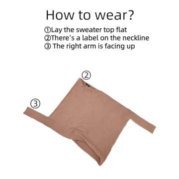 LILLUSORY Womens Batwing Oversized Sweaters Assymetrical Off The Shoulder Boat Neck Wrap Tunic Tops Fall Fashion Cloth Outfit Brown Medium