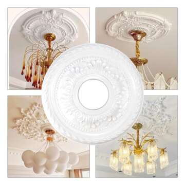 Crapyt Ceiling Medallions for Chandeliers Ceiling Fan Medallion for living room, dining room, shopping mall, bedroom 12.2" Light Medallion White