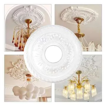 Crapyt Ceiling Medallions for Chandeliers Ceiling Fan Medallion for living room, dining room, shopping mall, bedroom 12.2" Light Medallion White