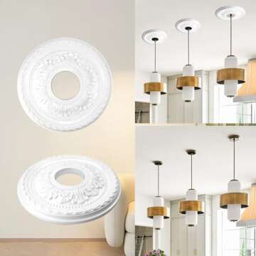 Crapyt Ceiling Medallions for Chandeliers Ceiling Fan Medallion for living room, dining room, shopping mall, bedroom 12.2" Light Medallion White