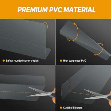 Apocalis Transparent Toy Blocker for Under Furniture, Under Couch Blocker (3.2" H 16" L)，8 Pack Bed Blockers for Under Bed