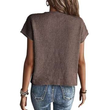 KIRUNDO Short Sleeve Sweater for Women 2025 Casual Sweater Vest Cotton Knit Pullover Tank Tops Trend...