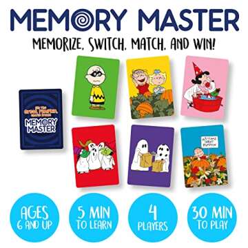 AQUARIUS Peanuts Charlie Brown Great Pumpkin Memory Master Card Game