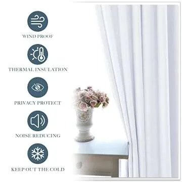PONY DANCE White Window Curtains - Short Drapes Light Block Drapes with Back Tabs & Rod Pocket Design Thermal Insulated Panels for Decoration, 52 W x 45 L, Pure White, 2 Pieces