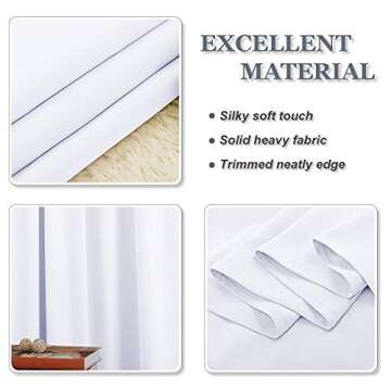 PONY DANCE White Window Curtains - Short Drapes Light Block Drapes with Back Tabs & Rod Pocket Design Thermal Insulated Panels for Decoration, 52 W x 45 L, Pure White, 2 Pieces