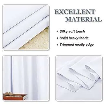 PONY DANCE White Window Curtains - Short Drapes Light Block Drapes with Back Tabs & Rod Pocket Design Thermal Insulated Panels for Decoration, 52 W x 45 L, Pure White, 2 Pieces