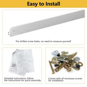 ROOMTEC Queen Size Murphy Wall Bed, White, Space-Saving Furniture Bed Frame for Bed Room,Guest Room,Home Office