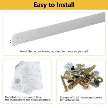 ROOMTEC Queen Size Murphy Wall Bed, White, Space-Saving Furniture Bed Frame for Bed Room,Guest Room,Home Office