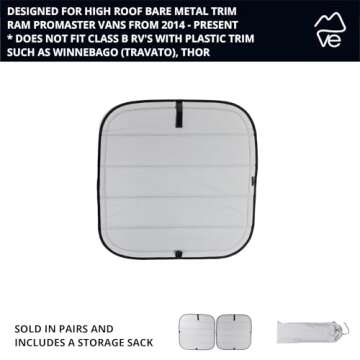 VanEssential Insulated Blackout Rear Door Window Covers Designed for RAM Promaster Bare Metal Window Frame Van Years 2014 to Current Model (Pair) - Cool Gray