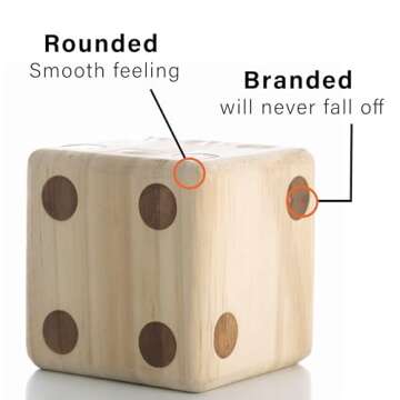 Giant Wooden Yard Dice, Outdoor Games Set of 6 with Two Games Party Lawn Games
