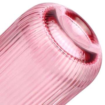 GLASS SMILE Ribbed Modern Drinking Glasses Set of 4-14.5 OZ Rose Romantic Water Glasses Tumblers for Wine, Whisky, Beer, Juice, Beverages, Cocktail