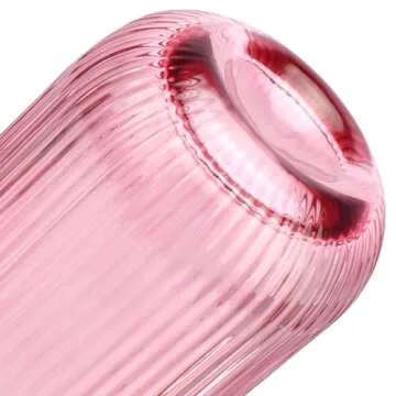 GLASS SMILE Ribbed Modern Drinking Glasses Set of 4-14.5 OZ Rose Romantic Water Glasses Tumblers for Wine, Whisky, Beer, Juice, Beverages, Cocktail