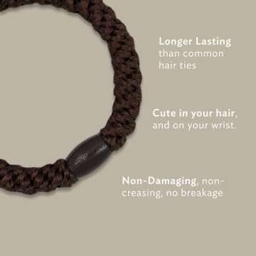 L. Erickson U.S.A. Hair Ties, 8 Count - Ivory - Grab & Go Ponytail Holders - Soft Woven Material, No...