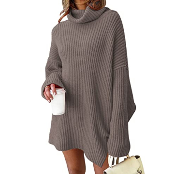 LILLUSORY Womens Turtleneck Oversized Long Sweater Dress 2025 Plus Size Tunic Pullover Knit Fall Dre...