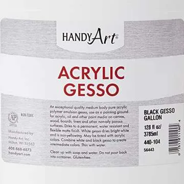 Handy Art Student Acrylic Gallon, Black Gesso,440-104, 128 Fl Oz (Pack of 1)