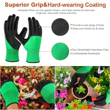 3 Pack Garden Shears Set with Gloves for Pruning