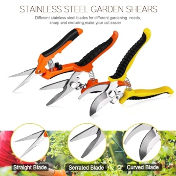 3 Pack Garden Shears Set with Gloves for Pruning