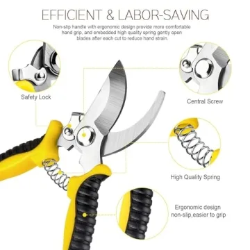 3 Pack Garden Shears Set with Gloves for Pruning