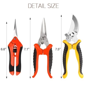 3 Pack Garden Shears Set with Gloves for Pruning