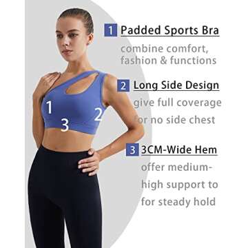 RUNNING GIRL Womens One Shoulder Sports Bras Workout Left Strap Yoga Bras Cute Medium Support Crop Top Violet