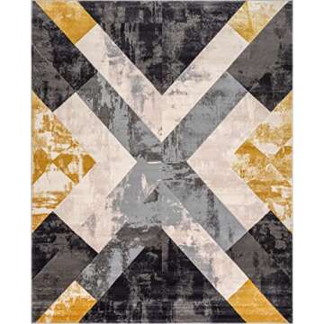 Well Woven Rheta Gold Modern Geometric Stripes & Angles Pattern Area Rug 5x7 (5'3" x 7'3")