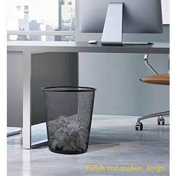 Greenco Small Trash Cans for Home or Office, 2-Pack, 4.5 Gallon Black Mesh Round Trash Cans - Desk Trash Can - Lightweight, Sturdy for Under Desk, Kitchen, Bedroom, Den, Dorm Room, or Recycling Can