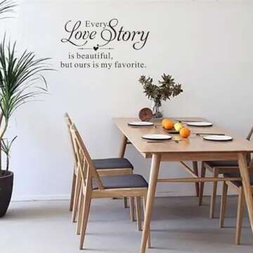 Every Love Story is Beautiful but Ours is My Favorite - Carved Pure Black Vinyl Wall Decal Art Letters Quotes Heart Shape Words Sticker Home Sweet Decoration