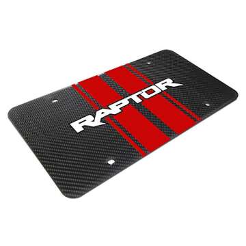 iPick Image Ford F150 Raptor 2017-2018 Red Racing Stripes UV Graphic 100% Real Black Carbon Fiber License Plate
