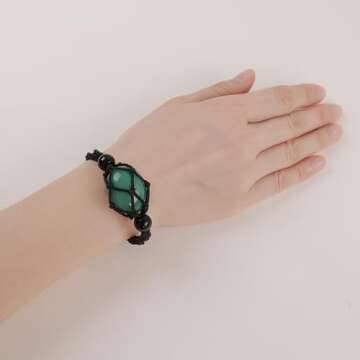 VNVETYTO 6 PCS Crystal Cage Necklace Holder 6 pcs Bracelet Necklace Cord Empty Stone Holder Replacement with Adjustable Length（Black + Brown + Khaki Necklace and Bracelet）