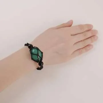 VNVETYTO 6 PCS Crystal Cage Necklace Holder 6 pcs Bracelet Necklace Cord Empty Stone Holder Replacement with Adjustable Length（Black + Brown + Khaki Necklace and Bracelet）