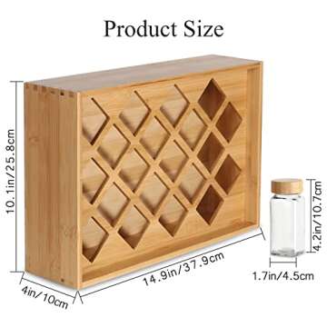 STARSIDE Bamboo Spice Rack Organizer,Seasoning Rack with 20 Pack 4 oz Empty Glass Spice Jars with Bamboo Caps. Include 60 Labels.