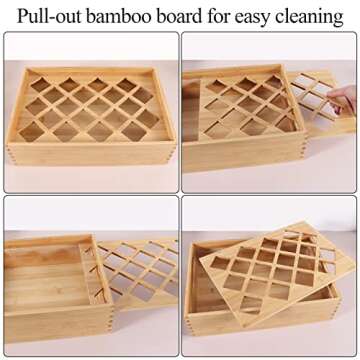 STARSIDE Bamboo Spice Rack Organizer,Seasoning Rack with 20 Pack 4 oz Empty Glass Spice Jars with Bamboo Caps. Include 60 Labels.