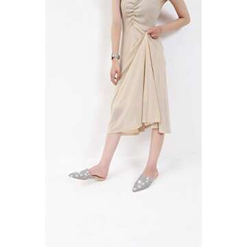 MACKIN J 327-1 Women's Pointed Toe Mules Slip On Rhinestones Slides Dress Flats