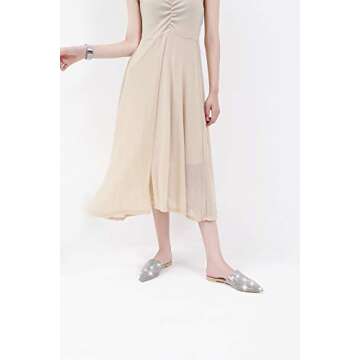 MACKIN J 327-1 Women's Pointed Toe Mules Slip On Rhinestones Slides Dress Flats