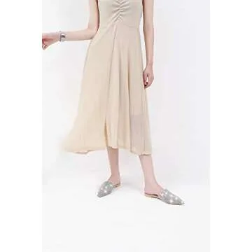 MACKIN J 327-1 Women's Pointed Toe Mules Slip On Rhinestones Slides Dress Flats