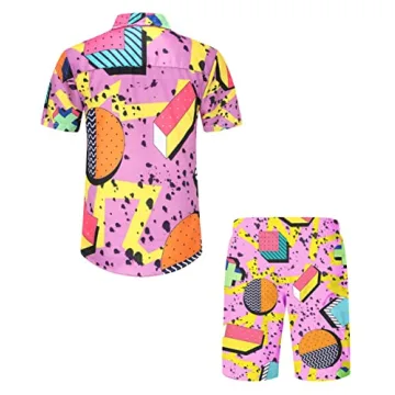 DOOPCCOR 80s Hawaiian Shirt Set for Men Stylish Retro Fashion