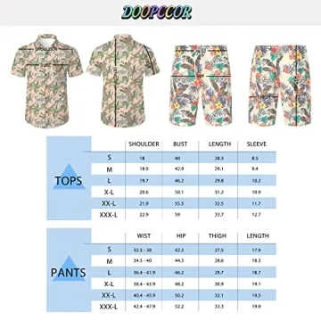 DOOPCCOR 80s Hawaiian Shirt Set for Men Stylish Retro Fashion