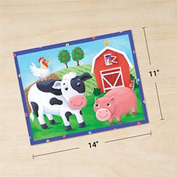 Mudpuppy On the Farm Pouch Puzzle – 12 Pieces, 14” x 11”, Great for Kids Ages 2-4 – Travel-Friendly, Reusable, Zippered Pouch, 1 EA