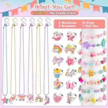 Kids Jewelry for Girls 4-6, Little Girls Play Jewelry Set for Toddlers Age 3-5 6-8, Childrens Prince...