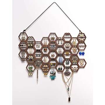 Heesch Honeycomb Earring Organizer for Wall Mount Display