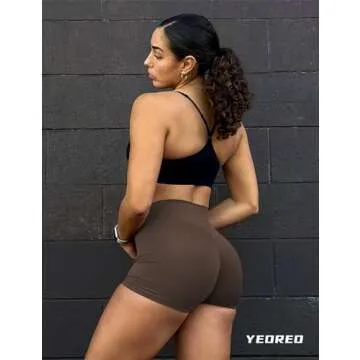 YEOREO Women's High Waisted Workout Biker Shorts - Scrunch Butt, Tummy Control, Squat Proof