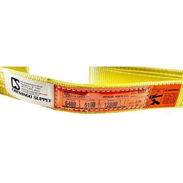 DD Sling. Multiple Sizes in Listing! (Made in USA) 2x4', 2 Ply, Nylon Lifting Slings, Eye & Eye, 12.800 Basket Load Capacity (USA Made Nylon Webbing) (2x4') by "DD Sling & Supply, Inc."