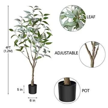 OAKRED 4FT Artificial Eucalyptus Tree for Home Decor