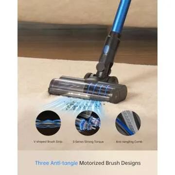 FABULETTA Cordless Vacuum Cleaner for Home, 400W Lightweight Vacuum Cleaner with MAX 47Min Detachable Battery, Brushless Motor, 6 in 1 Stick Vacuum for Hardwood Floors and Carpet Pet Hair Car（Blue）