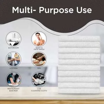 DecorRack 10 Pack 100% Cotton Wash Cloth, Luxurious Soft, 12 x 12 inch Ultra Absorbent, Machine Washable Premium Quality Washcloths, White (10 Pack)