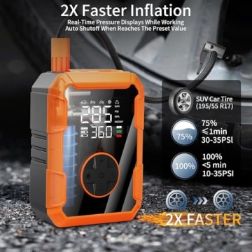 Portable Air Pump for Tires Cordless with LED Light