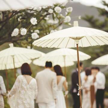 Koyal Wholesale 32" Ivory Paper Parasol Umbrella 4 Pack, Large Paper Umbrella Bulk, Paper Parasol Wedding Umbrellas, Ivory Parasol Umbrella Bridal Party Decor Photo Props, Sun Parasols for Shade