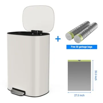 Modern 13 Gallon Stainless Steel Step Trash Can with Quiet Lid